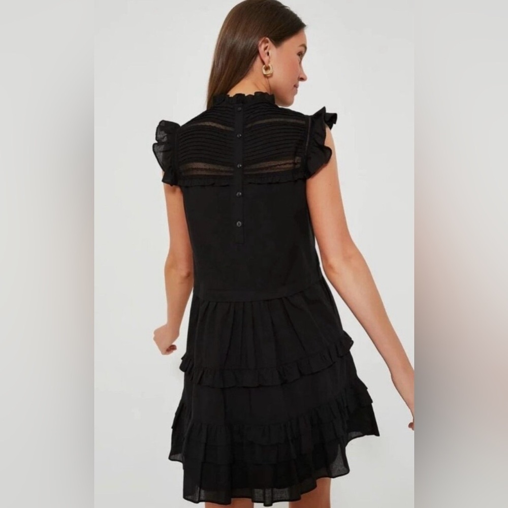 Tuckernuck Pomander Place Black Cecil Ruffle Lace Mini Dress XL NWOT - Picture 2 of 11